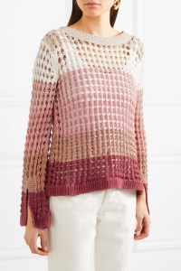 All-over eyelet lace sweater in ombre stripes. By See by Chloe, SS2018