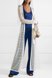 Long white cardigan with all-over lace design. By Missoni, SS2018