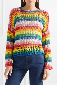 Mira Mikati Striped Crocheted Cotton Sweater (from net-a-porter)
