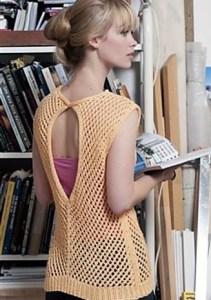 Knitted lace top with keyhole back opening. Knitting pattern: Planche Vest by Meghan Jones, for Interweave Knits.