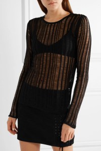Saint Laurent Striped Open-knit Linen and Silk Blend Top (from netaporter) SS2018