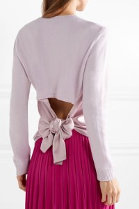 Valentino Tie-back Satin Crepe Trimmed Cashmere Sweater (from net-a-porter)