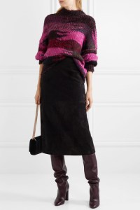 Oversized, Purple and black camouflage effect intarsia sweater by Saint Laurent.