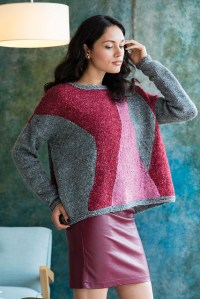 Oversized, multi-coloured, abstract intarsia sweater by Mari Tobita, from ravelry.com.